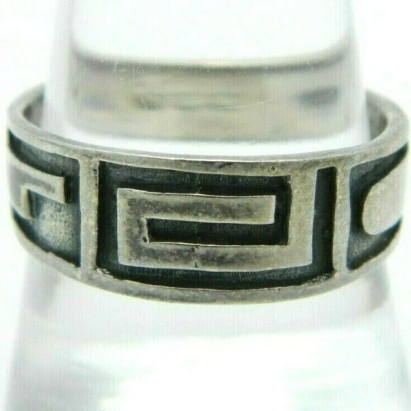 Sterling Silver .925 Southwestern Design Band Ring - Picture 1 of 5